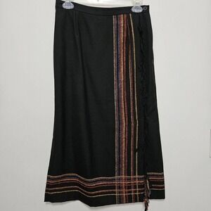 Women's Vintage Southwest Style Fringe Faux Wrap Skirt Size 6P